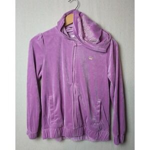 Juicy Couture Velour Hoodie Full Zip Crown Logo Lavender L Plus Track‎ Jacket K